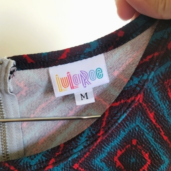 Lularoe,‎ Amelia Dress , Multicolor Diamond Print,  Size Medium - Picture 5 of 9